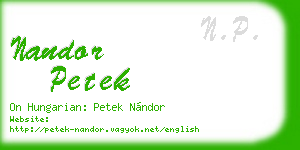 nandor petek business card